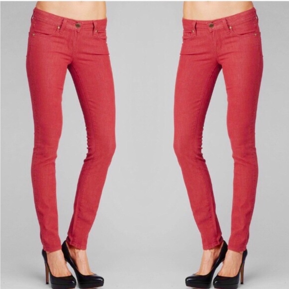 Paige Verdugo Ultra Skinny Mid Rise Jeans 31 x 30 Watermelon Red